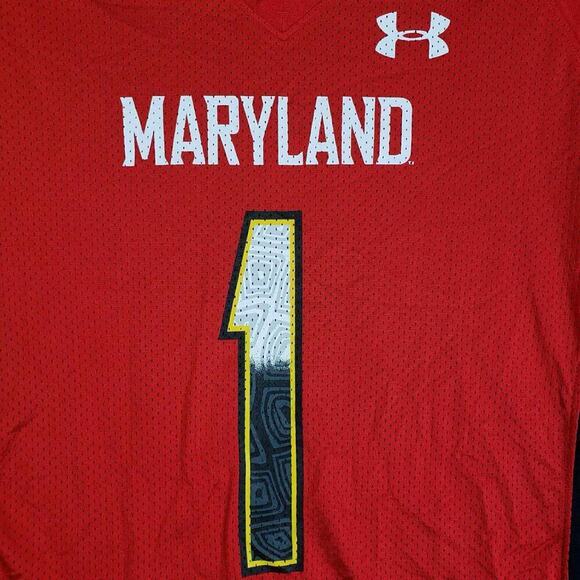 Maryland Terrapins Under Armour Red Football Jersey Men’s Size XL Heatgear - Picture 9 of 13